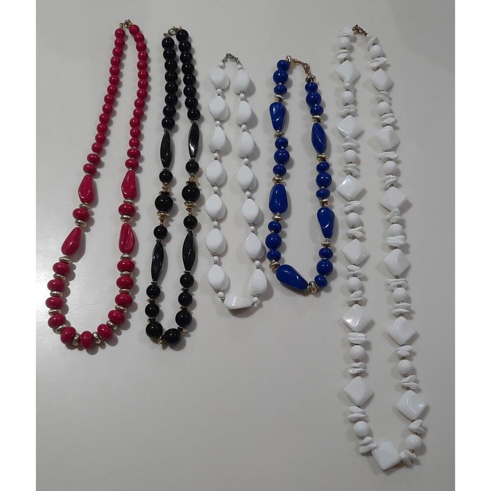 Mixed Lot of 5 Vintage Beaded Retro Costume Jewelry Necklaces